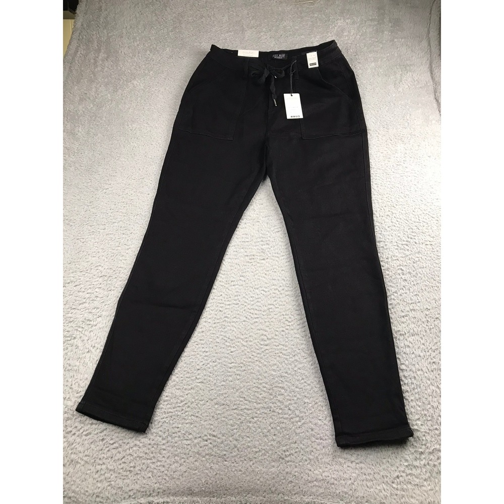 Judy Blue Jogger Jeans Women 13/31 Black High Waist Drawstring Denim Pants NEW